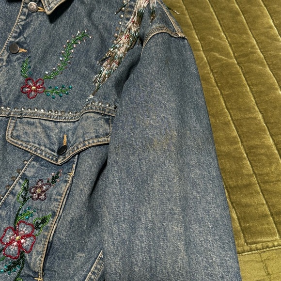 Code Blue vintage Jean Jacket Beaded Floral. Women’s size M - Picture 11 of 16